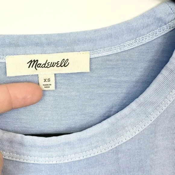 NEW Madewell Light Blue The Perfect Crewneck Tee in Cotton - Size: XS - Picture 4 of 9
